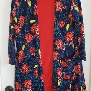 Lularoe Sarah cardigan and two Irmas
